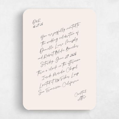 Beige Rounded Wedding Invitation - Atlas Portrait