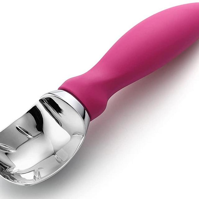 Spring Chef Ice Cream Scoop with Soft Grip Handle, Professional Heavy Duty Sturdy Scooper, Premium Kitchen Tool for Cookie Dough, Gelato, Sorbet, Magenta