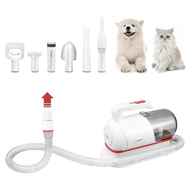 Avra Pet Grooming Vacuum Kit, Professional Pet Hair Remover with 6 Proven Grooming Tools Like Deshedding Brush, Electric Clippers, Ideal for Dogs, Cats and Other Animals