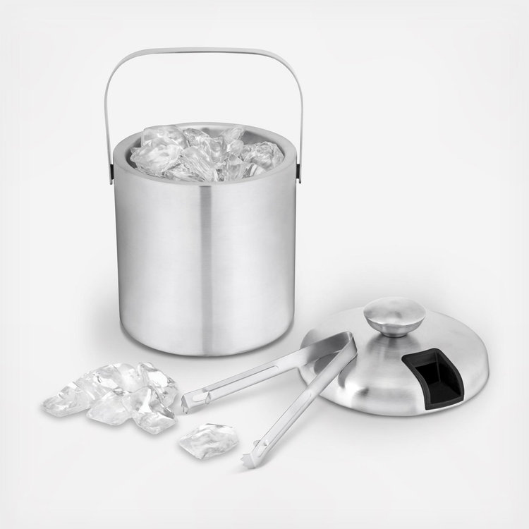 True, Stainless Steel 2-Piece Ice Bucket & Tongs Set | Zola