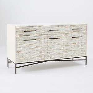 Tiled Buffet/Media Console, White + White Wash