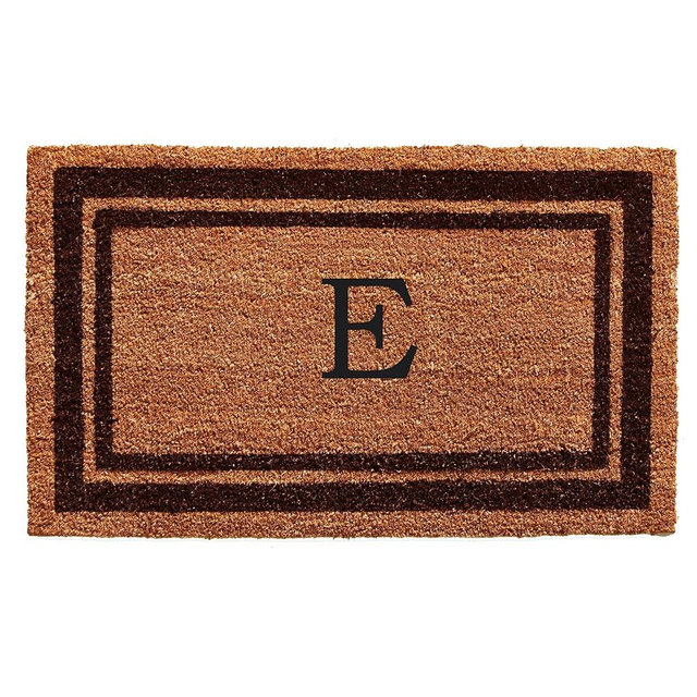 Calloway Mills 152982436E Brown Border 24" x 36" Monogram Doormat (Letter E)
