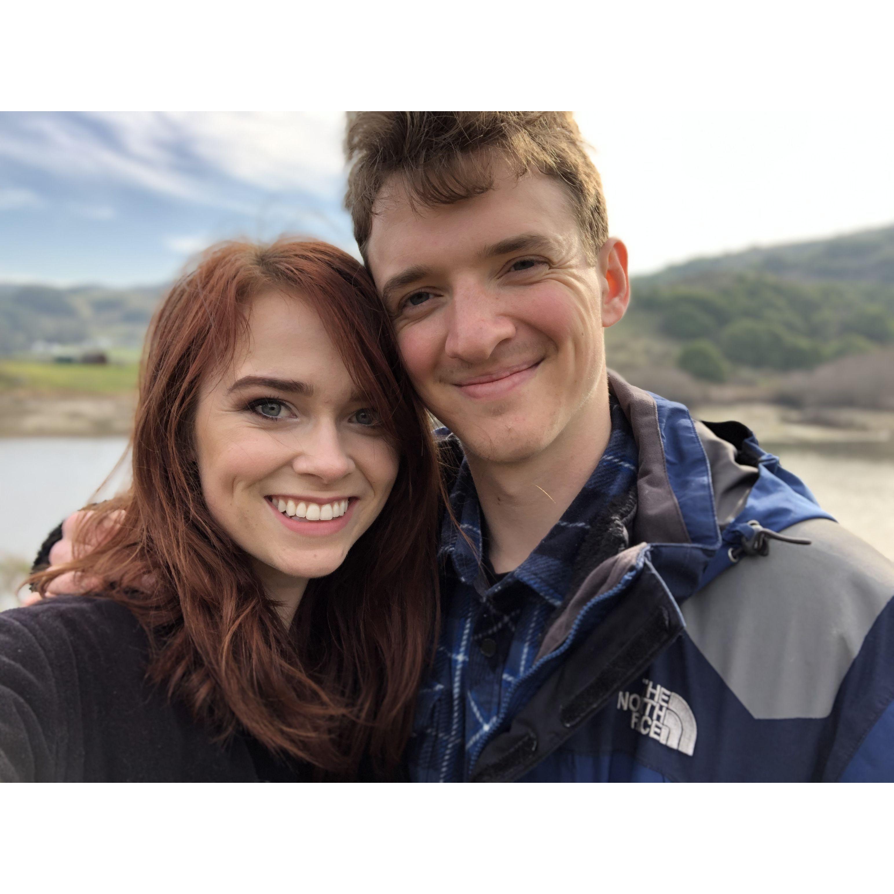 January 2019, going for a hike at Walker Creek Ranch in Petaluma! Eliza has fond memories of outdoor educations camps and being a cabin leader there, so showed Alex the best hikes.