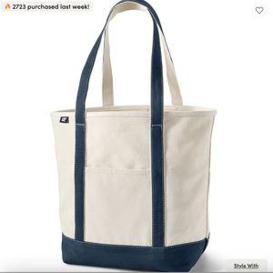 Land's End 5 Pocket Open Top Canvas Tote Bag