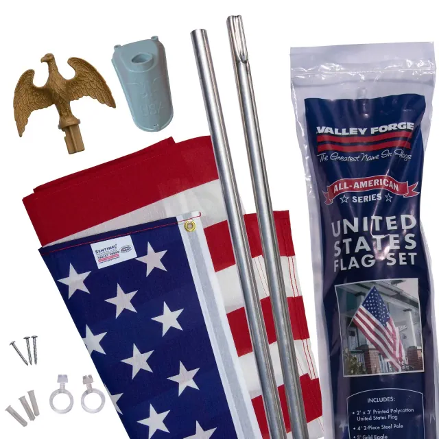 Betsy Flags 4'x3' Sentinal Flag Kit with 4' Pole Americana Kit
