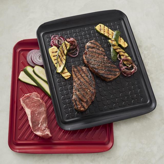 Williams Sonoma XL Grill Prep Trays, Set of 2, Red & Black