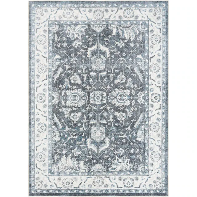 Nourison Astra Machine Washable 6'7" x 9' Slate Vintage Indoor Flatweave Rug