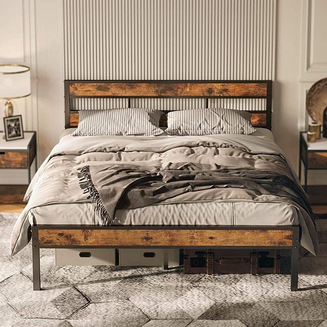 LIKIMIO Queen Bed Frame with Headboard, Platform Metal Bed Frame Queen with 14 Heavy Duty Steel Slats, More Sturdy, Noise-Free, No Box Spring Needed
