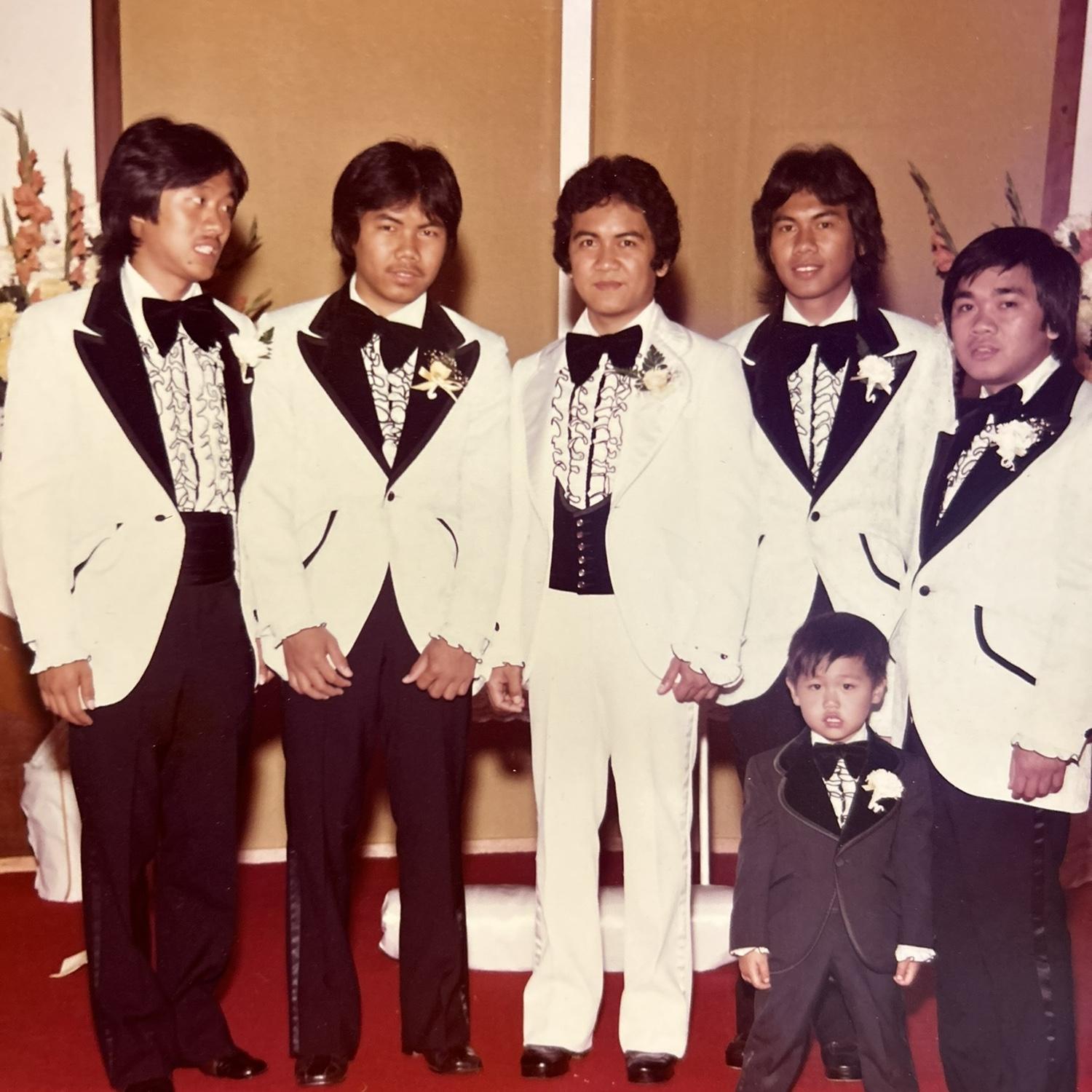 Just the guys: Joel Jose, Zaldy Hidalgo, groom, Jerry Hidalgo and Henry Sumaraga. JT jose was bible bearer.