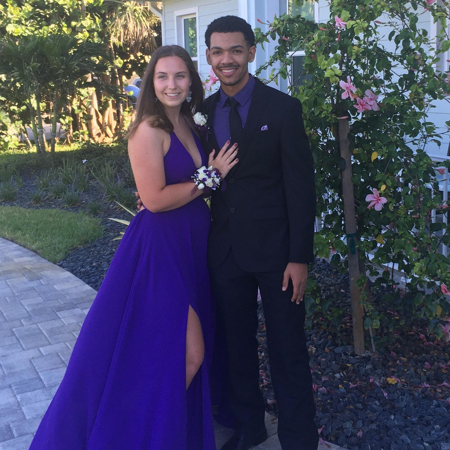 Marisa and Xzavier's unofficial prom, hosted at a classmate's house due to covid