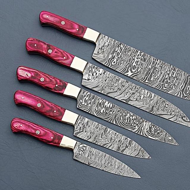 Handmade Damascus Chef Knife Set of 5