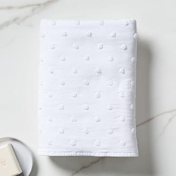 Organic Gauze Candlewick Towel, Bath Towel, White