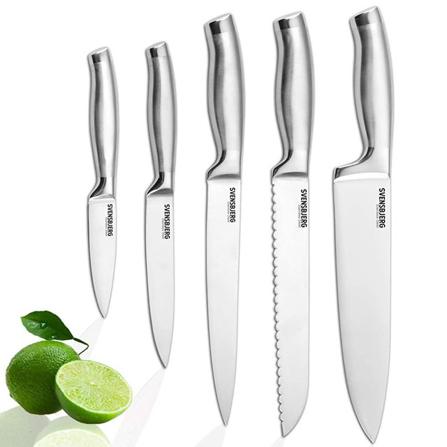 SVENSBJERG 5pc Kitchen knife set, Chef knife set, Cooking knife set, Kitchen knives set for kitchen, Sharp kitchen knives, Stainless steel kitchen knives | SB-KS101