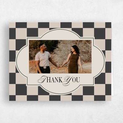 Charcoal, Beige Wedding Thank You - Sarlat Photo