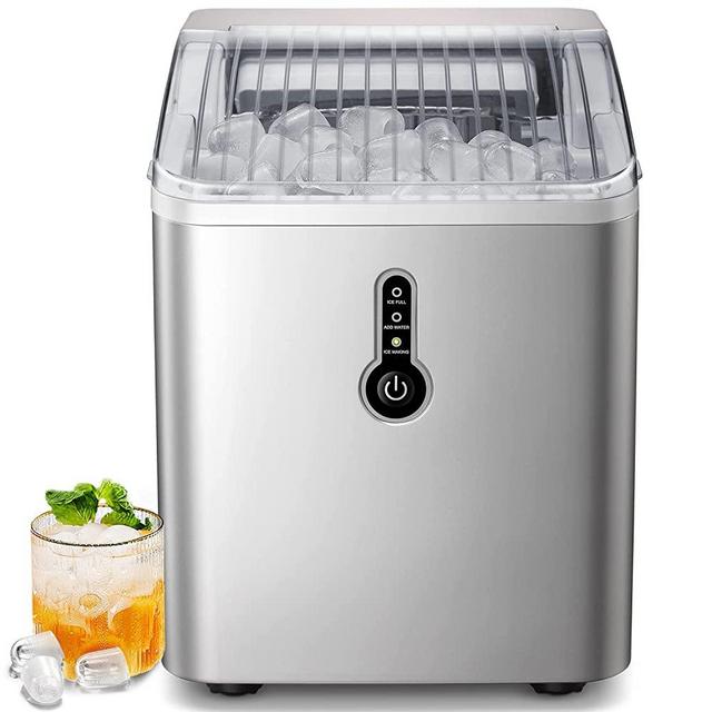 ZAFRO Ice Maker Countertop, Self-Cleaning Function, 26Lbs/24Hrs Portable Ice Maker, 9 Cubes Ready in 8 Mins, Compact Ice Maker with Ice Scoop/Basket for Home/Kitchen/Office/Bar, Silver