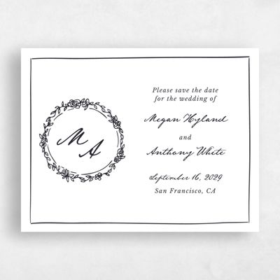 White Wedding Save the Date - Violet Landscape
