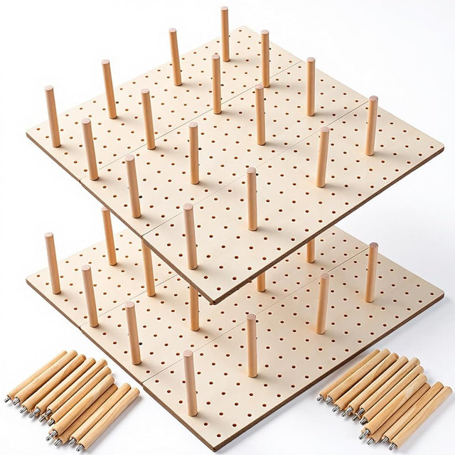 IANFAN 6 Pcs Wood Pegboard Drawer Organizer with 48 Pegs, Wooden Peg Board Drawer Shelf Organizer Adjustable Peg Drawers Organizers for Kitchen Dishes Plate Pegboard Food Containers(17x5.91, Wood)