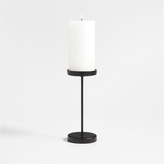 Tepes Matte Black Pillar Candle Holder 8.25"