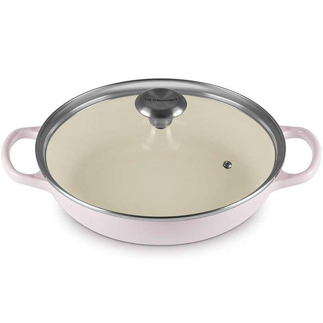 Le Creuset Enameled Cast Iron Signature Round Braiser with Glass Lid, 2.25 qt., Shallot
