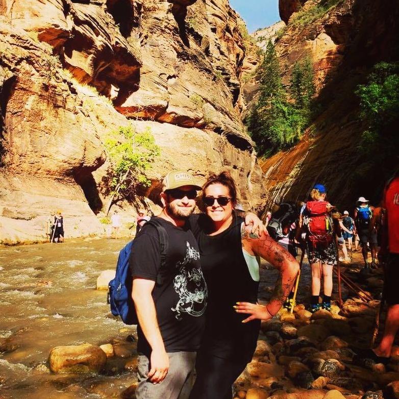 One of our many stops on our 30th birthday trip.
Here we are in Zion at the beginning of hiking the narrows!