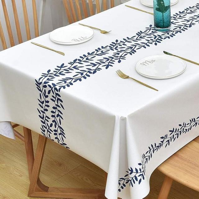 Yofori Wipeable Waterproof Tablecloth Vinyl Tablecloths for Rectangle Tables Heavy Duty PVC Tablecloth for Kitchen Dining Table(Rattan, 54'' x 72'')