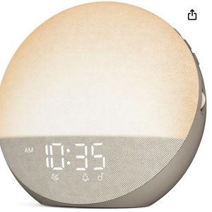 Sunrise Alarm Clock White Noise Machine: Natural Wake Up Light - Dimmable Clock with Bluetooth Speaker for Bedroom - 25 Sleep Sounds for Baby Adults Kids Cocoa