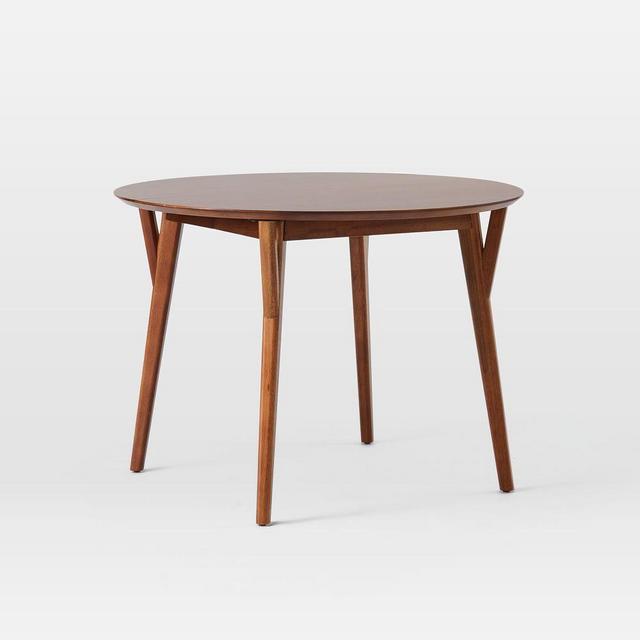 Mid-Century Expandable Dining Table, Round, 42-60", Walnut