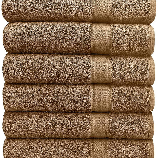 Pleasant Home Towels Set for Gym, Pool & Spa - 6 Pack – 24” x 50” - 100% Cotton - 500 GSM – Lightweight, Soft & Absorbent (Mocha)