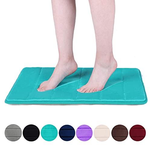 Buganda Memory Foam Soft Bath Mats - Non Slip Absorbent Bathroom Rugs Rubber Back Runner Mat for Kitchen Bathroom Floors 16"x24", Peacock Green