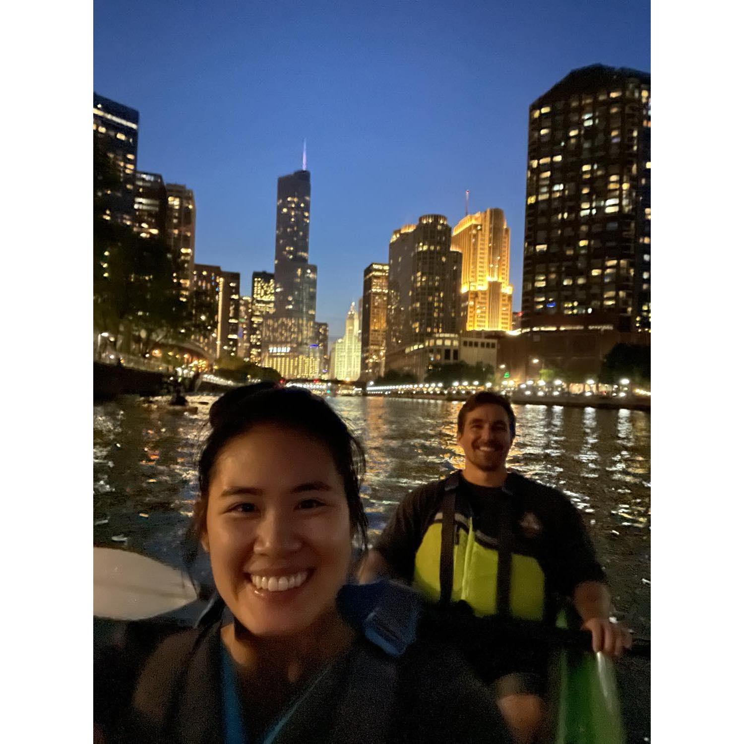 Chicago nighttime kayaking