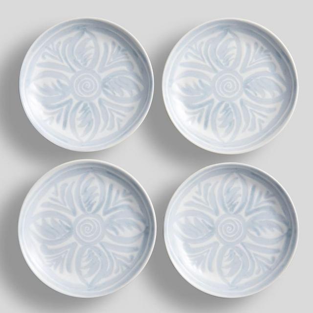 Chambray Tile Stoneware Appetizer Plates, Set of 4