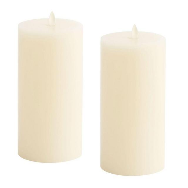 Premium Flickering Flameless Wax Pillar Candle, Ivory - Set of 2 - 3X6