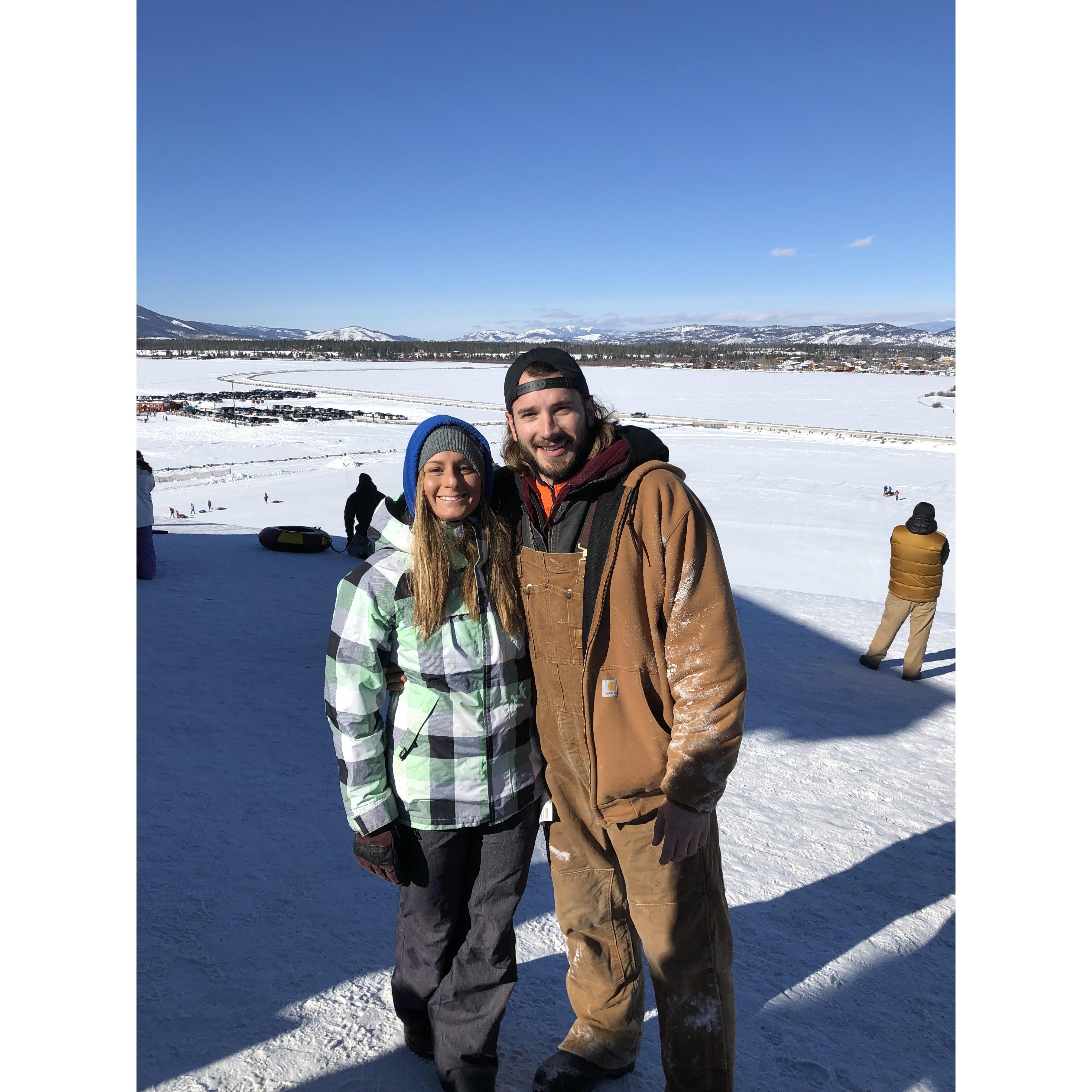 Sledding in Fresno, Colorado.