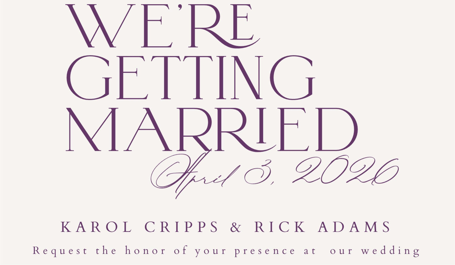 The Wedding Website of Karol Cripps and Rick Adams