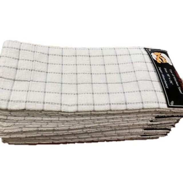 BolBom 100% Cotton Kitchen Dish Towels-Pack of 12-Terry Cloth, 16x28, Super Soft and Absorbent Towels, Tea & Bar Towels, No Lint, Machine Washable, Grey