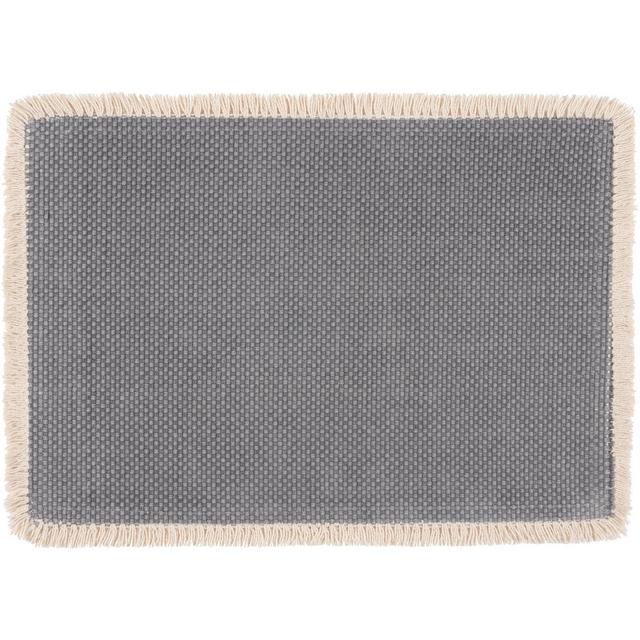 Verona 100% Cotton Woven Set Of 4 Placemats With Fringe Trim-13" x 19" In Dark Gray