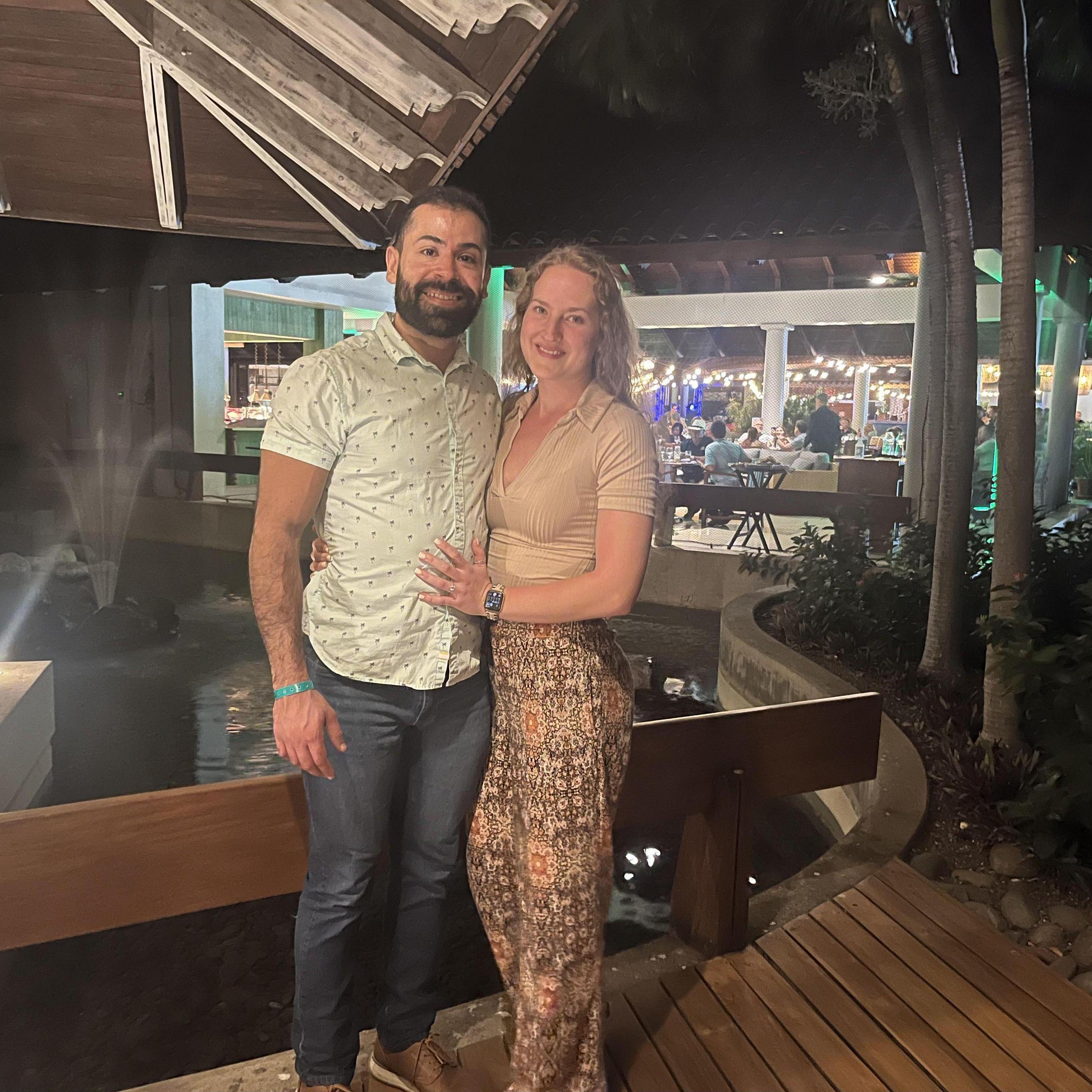 This picture was taken at the Manglar restaurant in the Westin at Playa Conchal, CR right after I said yes!