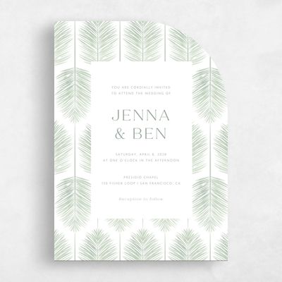 Green Half arch Wedding Invitation - Curacao Portrait