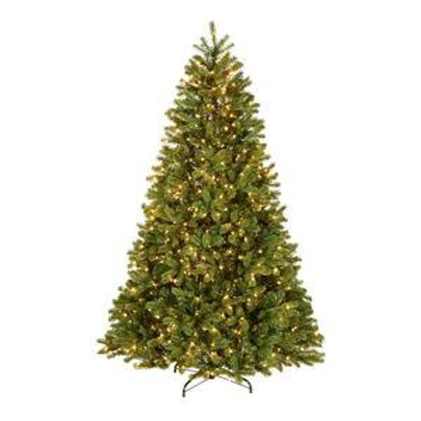National Tree Company 7.5-ft Douglas fir Pre-lit Flocked Artificial Christmas Tree with White Incandescent Lights