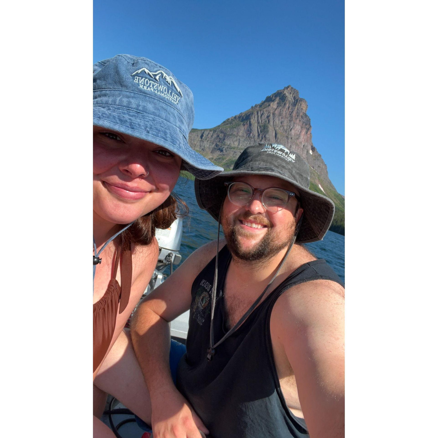 On a boat with Tori in Two Medicine Lake in Glacier National Park