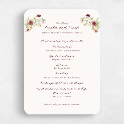 Beige Rounded Wedding Program - Monaco