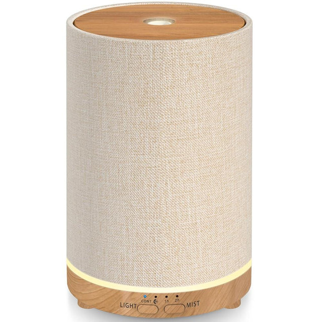 URPOWER 100ML Essential Oil Diffusers for Home with Linen Cover 7 Color Changing Lights, Timer & Auto-Off Scent Diffuser Oil Machine Humidifier Aromatherapy Air Diffusers for Bedroom, Office