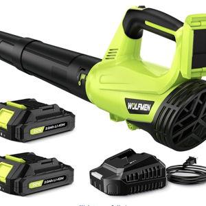 Leaf Blower, Electric Cordless Leaf Blower with 2 Batteries and Charger, 2 Speed Mode, Lightweight Cordless Blower for Blowing Leaves, Patio Cleaning, Blowers for Lawn Care and Dust