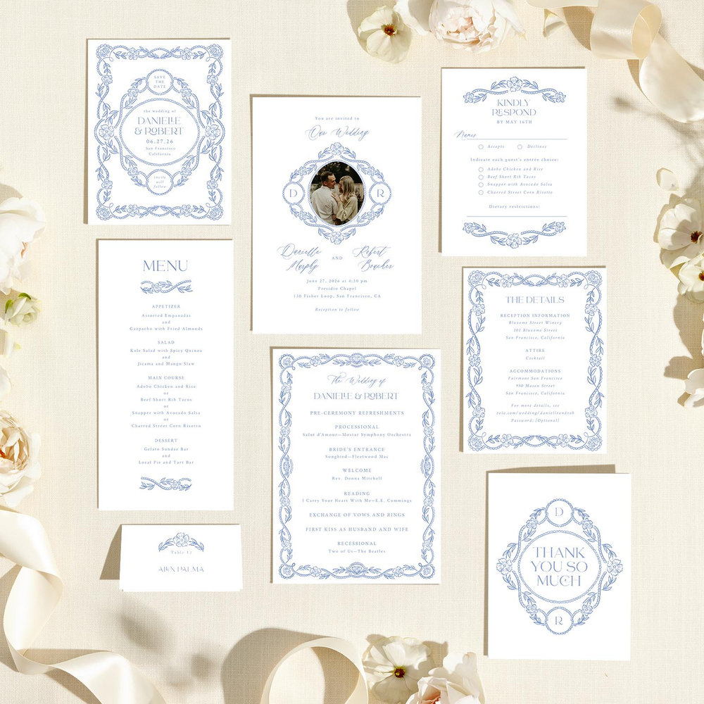 Estella Photo | Dark Pastel Blue | Zola Wedding Invitations