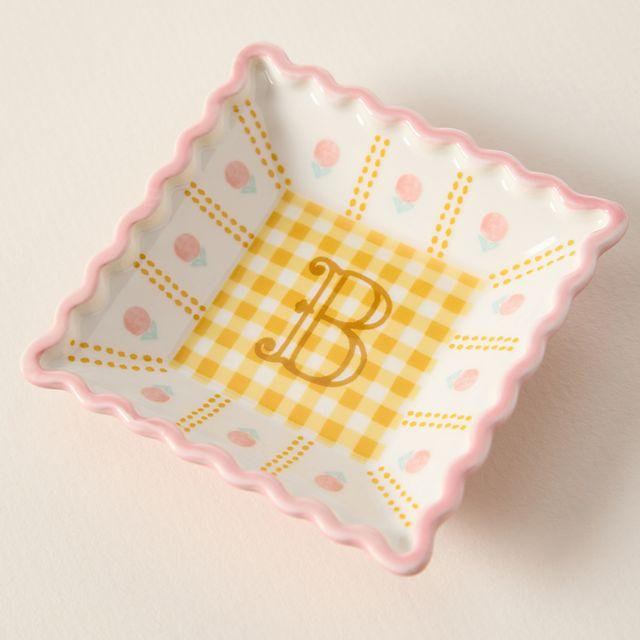 Georgia Monogram Stoneware Trinket Dish