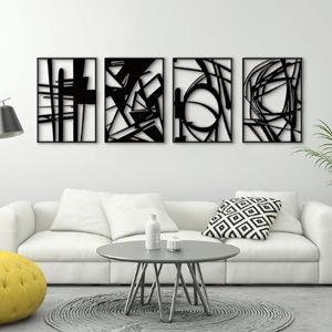 4 Pack Black Abstract Metal Wall Art