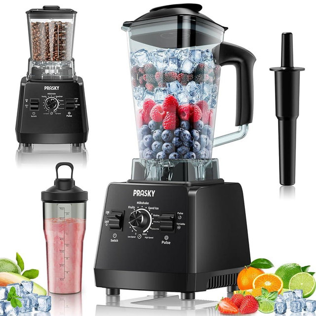 Blender for smoothies, PRASKY 1000W Blenders for Kitchen, 25,000 RPM Powerful Blender 68oz BPA-Free Juicer and Grinder with To-Go Gym Bottle, Countertop Blenders for Ice Crushing, Shakes, Fruits