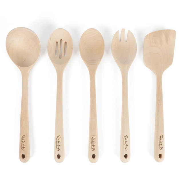 Sur La Table Kitchen Essentials 5-Piece Beech Wood Kitchen Tools Set