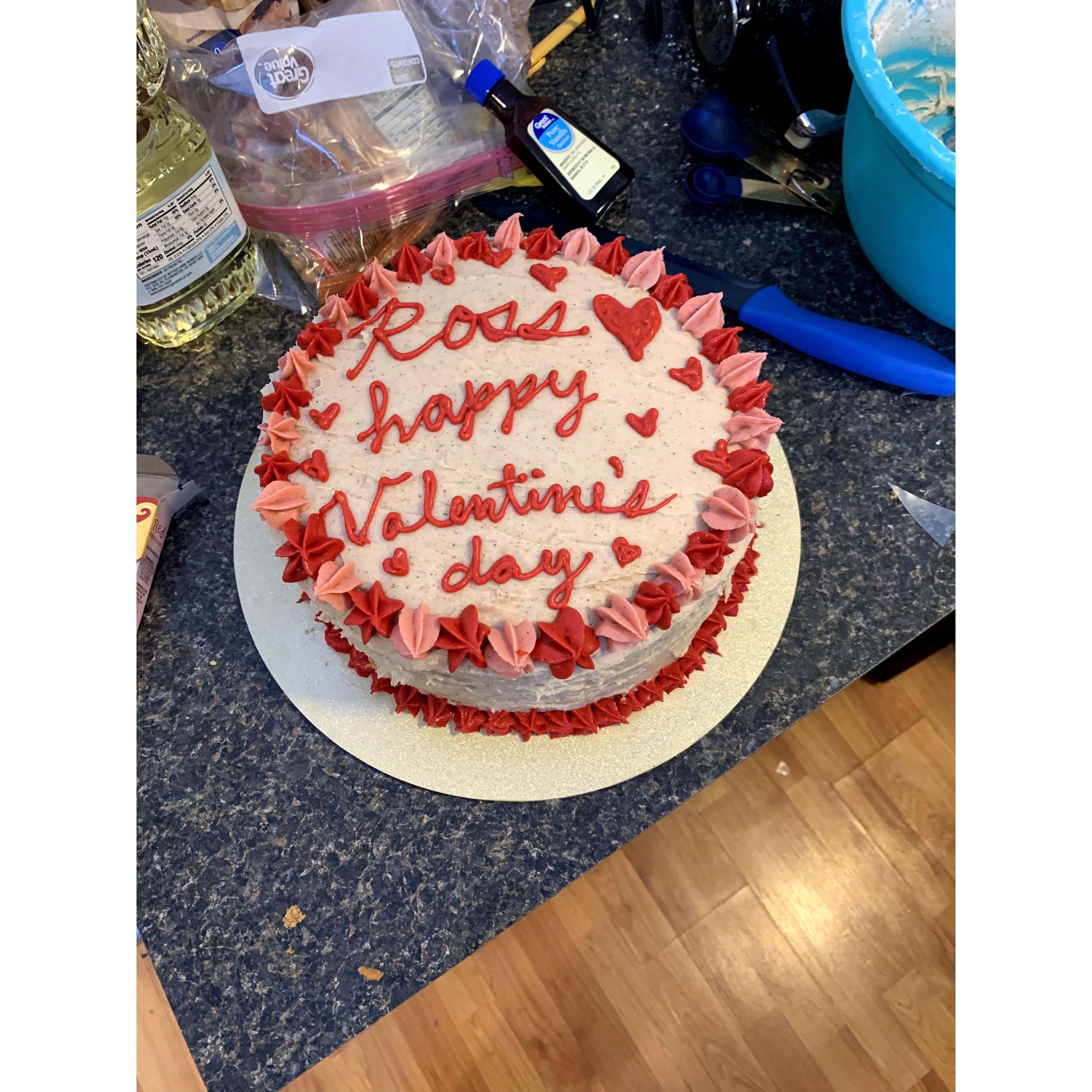 Homemade snickerdoodle cake for Ross for Valentine's Day