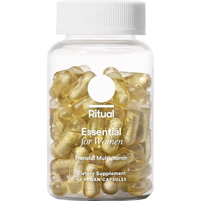 Ritual Prenatal Vitamins: Folate & Choline for Neural Tube Support, Omega-3 DHA for Fetal Brain Development, Iron, Calcium-Helper D3 & K2, Non-GMO, Citrus Essenced, 30 Day Supply, 60 Vegan Capsules